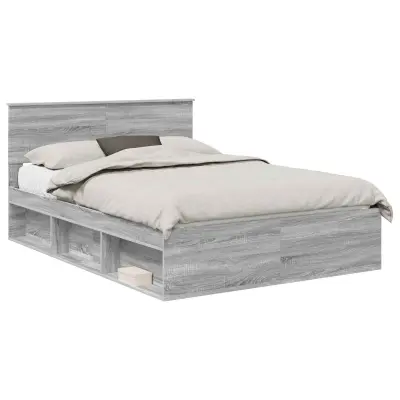 vidaXL Konstrukcija postelje Siva Sonoma 160 x 200 cm Konstruiran les
