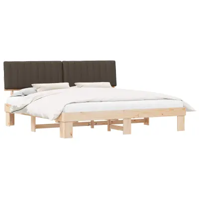 vidaXL Posteljni okvir z oblazinjenim vzglavjem Taupe 200 x 200 cm