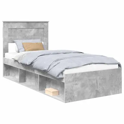 vidaXL Konstrukcija postelje z vzmetnico Betonsko siva 90 x 190 cm