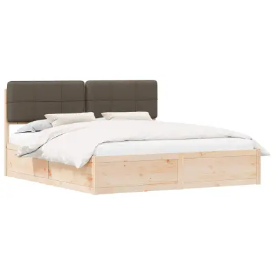 vidaXL Posteljni okvir z oblazinjenim vzglavjem Taupe 180 x 200 cm
