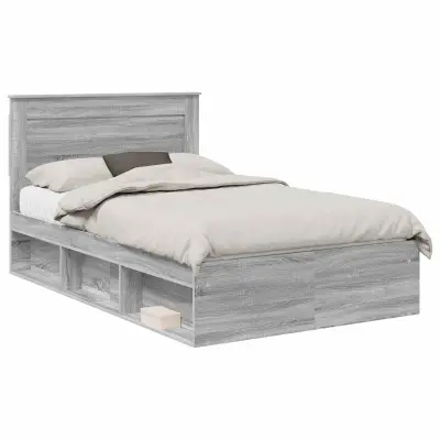 vidaXL Konstrukcija postelje z vzglavjem Siva Sonoma 120 x 200 cm