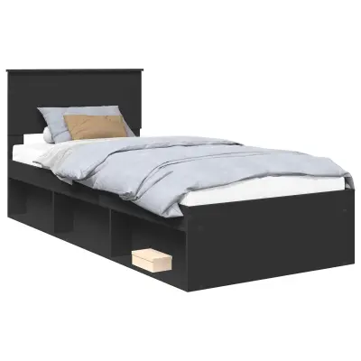 vidaXL Konstrukcija postelje Črna 90 x 190 cm Masivno borovo les