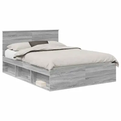 vidaXL Konstrukcija postelje z vzglavjem Siva Sonoma 140 x 190 cm