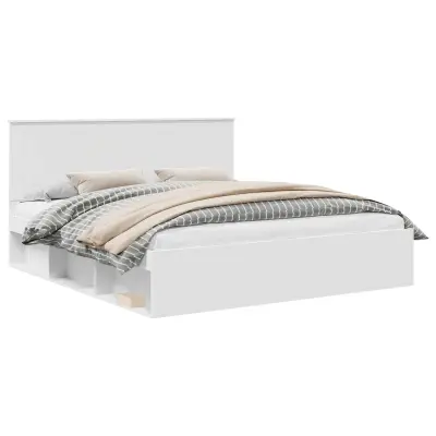 vidaXL Konstrukcija postelje Bela 180 x 200 cm Masivno borovo les