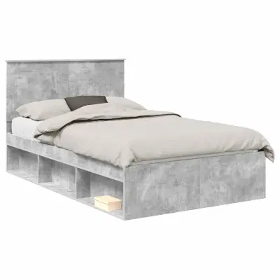 vidaXL Konstrukcija postelje Beton 120 x 190 cm Masivno borovo les