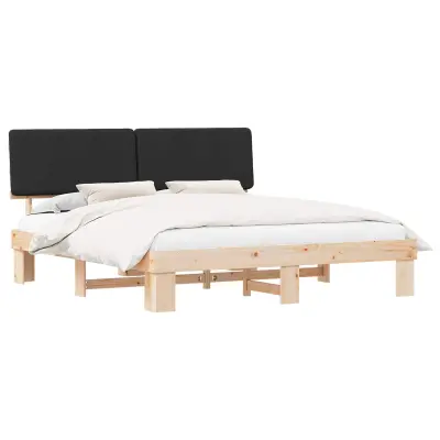 vidaXL Posteljni okvir z oblazinjenim vzglavjem Črna 200 x 200 cm