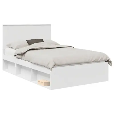 vidaXL Konstrukcija postelje Bela 120 x 190 cm Masivno borovo les