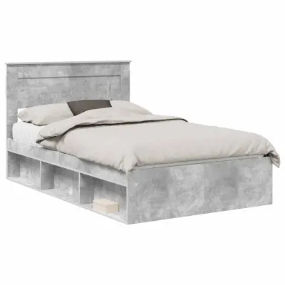 vidaXL Konstrukcija postelje z vzglavjem Betonsko siva 135 x 190 cm