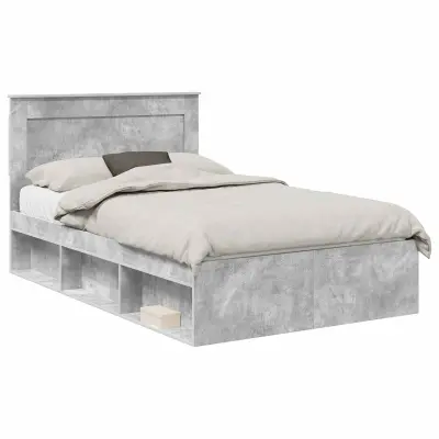 vidaXL Konstrukcija postelje Beton 120 x 190 cm Masivno borovo les