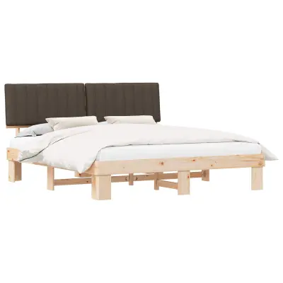 vidaXL Posteljni okvir z oblazinjenim vzglavjem Taupe 180 x 200 cm