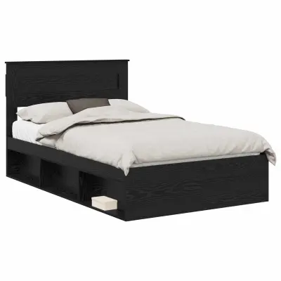 vidaXL Konstrukcija postelje Črna 135 x 190 cm Masivno borovo les