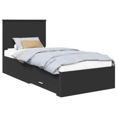 vidaXL Konstrukcija postelje z vzglavjem Črna in srebrna 75 x 190 cm