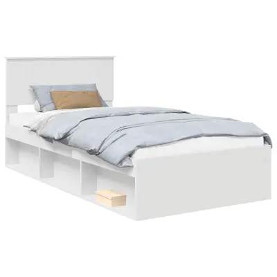 vidaXL Konstrukcija postelje Bela 100 x 200 cm Masivno borovo les