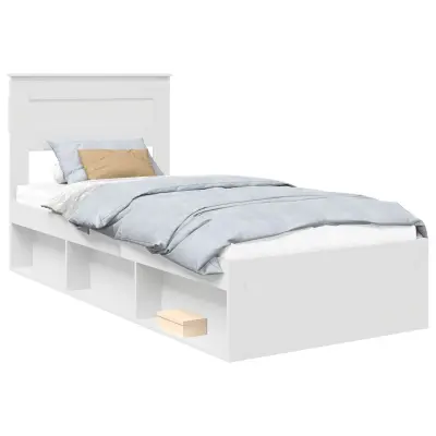 vidaXL Konstrukcija postelje Bela 100 x 200 cm Masivno borovo les