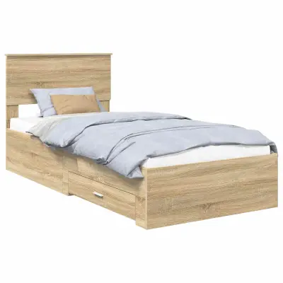 vidaXL Konstrukcija postelje Sonoma hrast in srebrna 75 x 190 cm