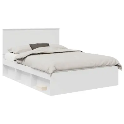 vidaXL Konstrukcija postelje Bela 140 x 200 cm Masivno borovo les