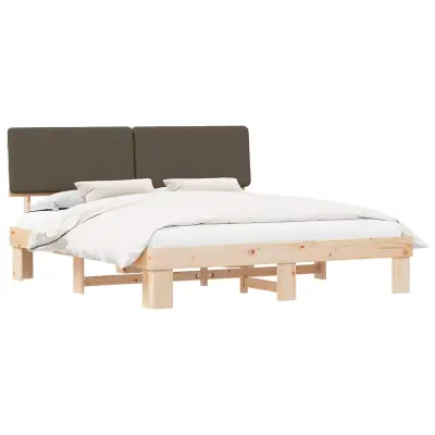 vidaXL Posteljni okvir z oblazinjenim vzglavjem Taupe 180 x 200 cm