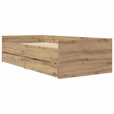 vidaXL Konstrukcija postelje s predalom Umetni hrast 90 x 200 cm