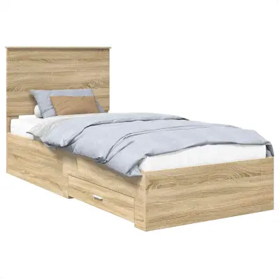 vidaXL Konstrukcija postelje Sonoma hrast in srebrna 75 x 190 cm