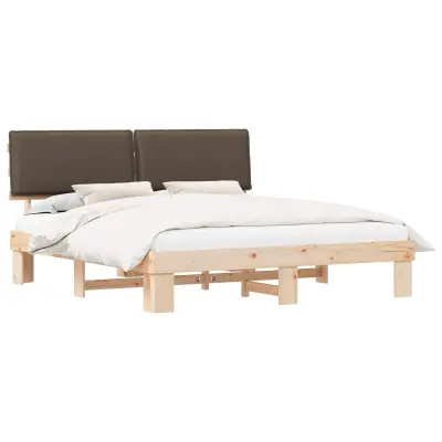 vidaXL Posteljni okvir z oblazinjenim vzglavjem Taupe 200 x 200 cm