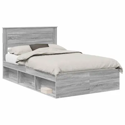 vidaXL Konstrukcija postelje z vzglavjem Siva Sonoma 120 x 200 cm