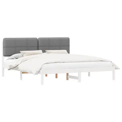 vidaXL Posteljni okvir z oblazinjenim vzglavjem Taupe 200 x 200 cm