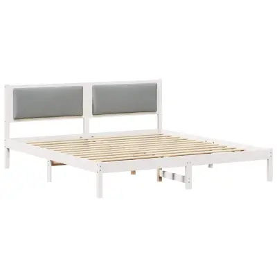 vidaXL Konstrukcija postelje z vzglavjem Svetlo siva 200 x 200 cm