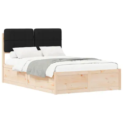 vidaXL Posteljni okvir z oblazinjenim vzglavjem Črna 120 x 190 cm