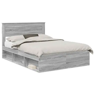 vidaXL Konstrukcija postelje z vzglavjem Siva Sonoma 140 x 190 cm