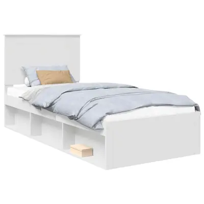 vidaXL Konstrukcija postelje Bela 90 x 190 cm Masivno borovo les