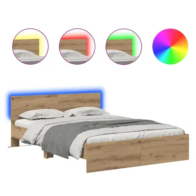 vidaXL Konstrukcija postelje Umetni hrast 140 x 190 cm Konstruiran les