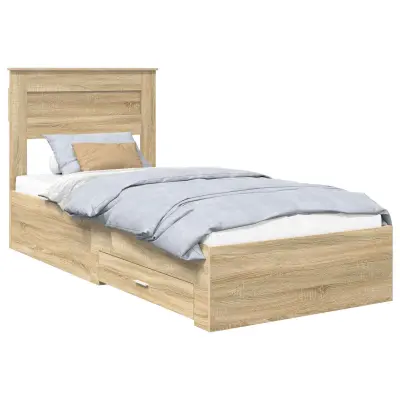 vidaXL Konstrukcija postelje Sonoma hrast in srebrna 75 x 190 cm