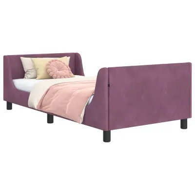 vidaXL Otroški posteljni okvir z vznožjem Vijolična 90 x 190 cm Žamet