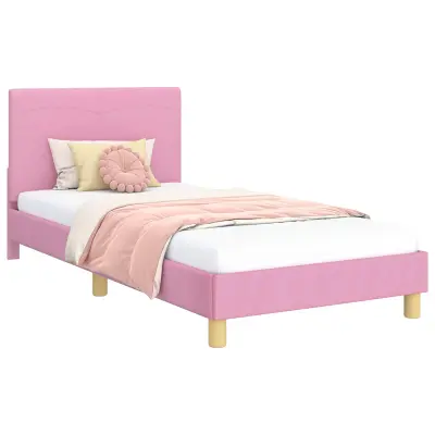 vidaXL Otroški posteljni okvir z vznožjem Roza 80 x 200 cm blago