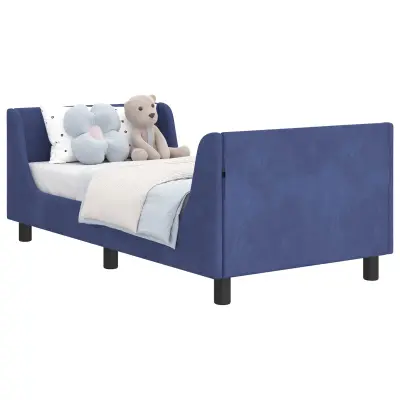 vidaXL Otroški posteljni okvir z vznožjem Policijska modra 80 x 160 cm