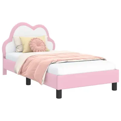 vidaXL Otroški posteljni okvir z vznožjem Roza 80 x 160 cm PU