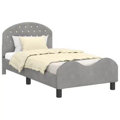 vidaXL Otroški posteljni okvir z vznožjem Svetlo siva 80 x 160 cm