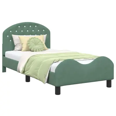 vidaXL Otroški posteljni okvir z vznožjem Morsko zelena 80 x 160 cm