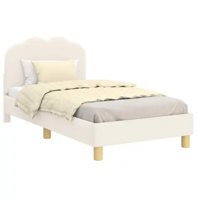 vidaXL Otroški posteljni okvir z vznožjem krema 80 x 160 cm