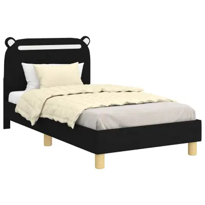 vidaXL Otroški posteljni okvir z vznožjem Črna 80 x 160 cm blago