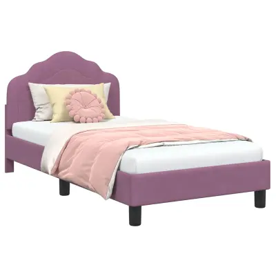 vidaXL Otroški posteljni okvir z vznožjem Vijolična 80 x 160 cm Žamet