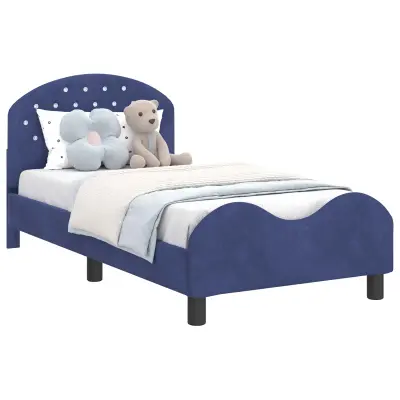 vidaXL Otroški posteljni okvir z vznožjem Policijska modra 80 x 160 cm