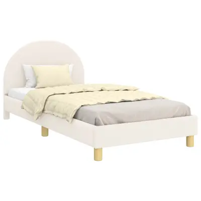 vidaXL Otroški posteljni okvir z vznožjem krema 90 x 200 cm