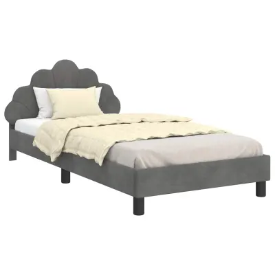 vidaXL Otroški posteljni okvir z vznožjem Temno siva 80 x 200 cm Žamet