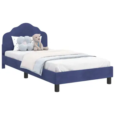 vidaXL Otroški posteljni okvir z vznožjem Policijska modra 80 x 200 cm