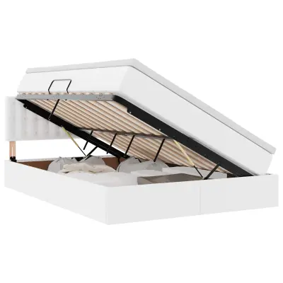 vidaXL Postelja s shranjevanjem Bela 140 x 190 cm Umjetno usnje