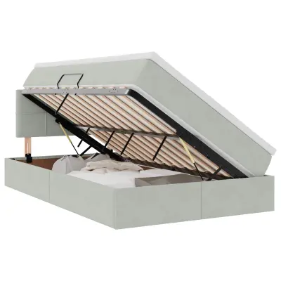 vidaXL Postelja s shranjevanjem Svetlo siva 120 x 200 cm Žamet