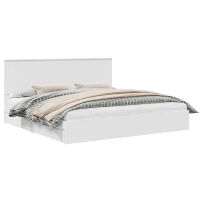 vidaXL Postelja s shranjevanjem Bela 200 x 200 cm Konstruiran les