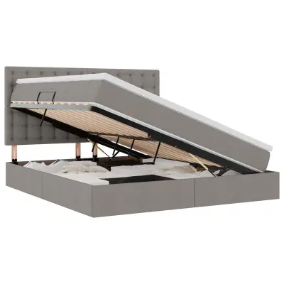 vidaXL Postelja s shranjevanjem Taupe 160 x 200 cm Umjetno usnje