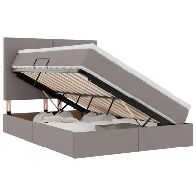 vidaXL Postelja s shranjevanjem Taupe 140 x 190 cm Umjetno usnje